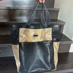 Kempton & Co Salcombe - Oversized Metallic Canvas large Tote bag - EUC